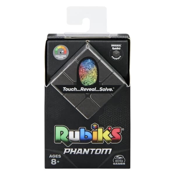 Rubiks Terning 3x3 Phantom - Farver Afsløret af Håndvarme - SPIN MASTER - Fra 8 år Sort, rød og blå
