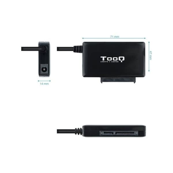 USB-C 3.1 til S-ATA-adapter med strøm TooQ TQHDA-02C sort