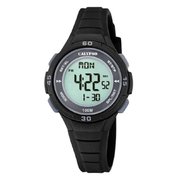 Digitale Ur til Børn - CALYPSO - K5830/6 - Sort Silikone - Vandtæt 10 Atm - Sporty Sort grå