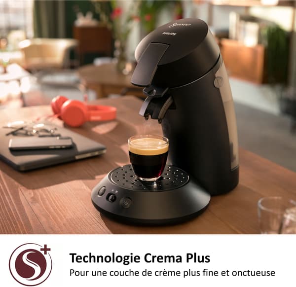 Kaffemaskine med kapsler - PHILIPS - SENSEO - CSA210/61 - Original Plus - Intensiv sort Sort