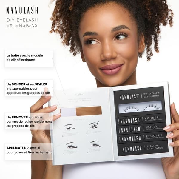 Starter-kit ripsienpidennysten - Nanolash - CLASSY - Kotikäyttöön - Musta - Keinoripset