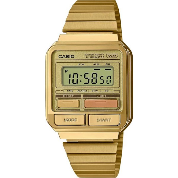 Casio Ur - Dame - A120WEG-9AEF - Guld rustfrit stål - Vandtæt 3 Atm - Kvarts - Digital gyllene