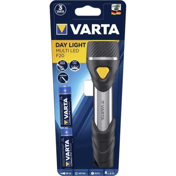 VARTA - Day Light Torch 9 LED'er 2 X LR06 Sort, sølv