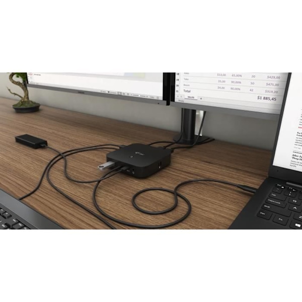 i-tec-USB-C 2x4K dockingstation med 100W PD strømadapter