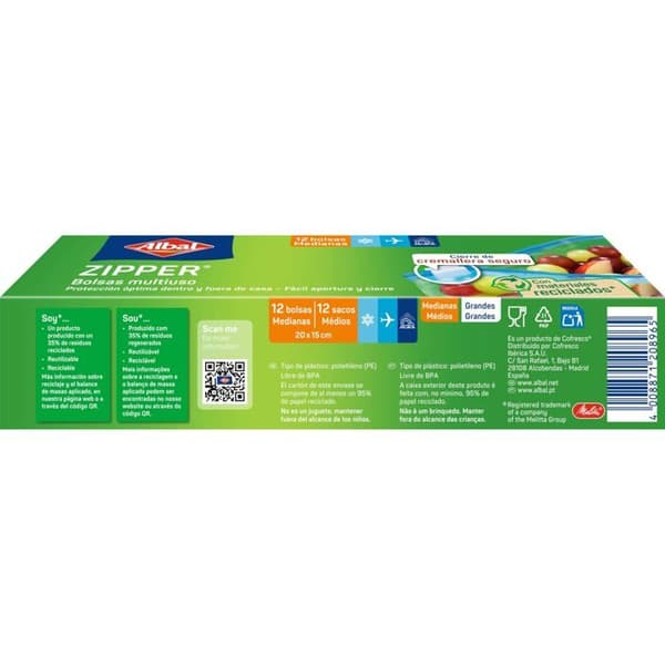 Multi-brugsposer - Albal - Hermetisk ziplukning - 1L - Flad bund - Riv-resistent