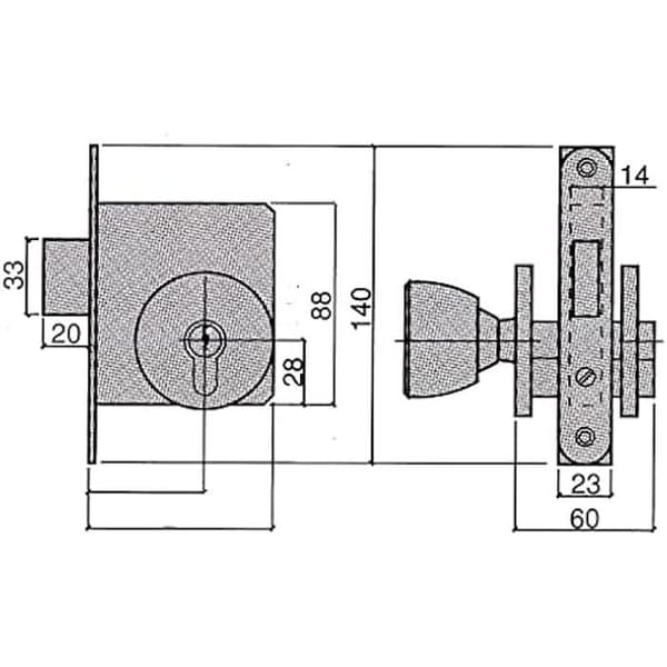 Lås - UCEM - 03020078 - Med nøgle - Cylinder mekanisme - Indbygningsmontering Järn