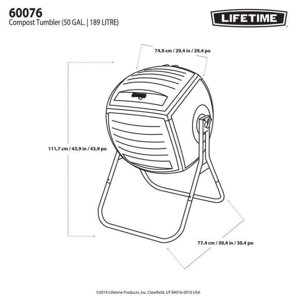 Composter - Levetid - 189,3L - High Density Polyethylen og galvaniseret stål