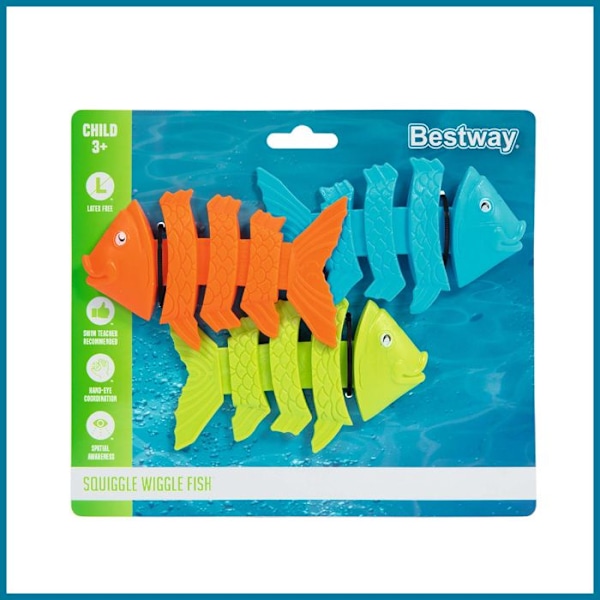 Bestway Squiggle Wiggle Pool Game - Blue Orange Green Fish - Lapset 3 vuotta ja sitä vanhemmat Flerfärgad