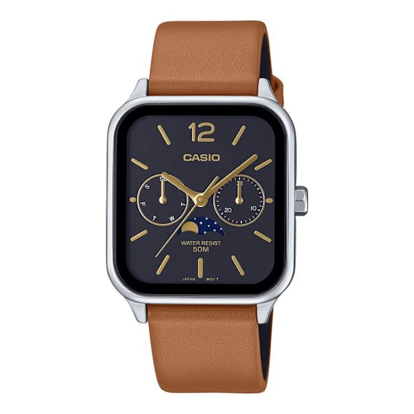 CASIO MTP-M305L-1AVER herrklocka - brunt läderband - 5 ATM vattentät kastanj