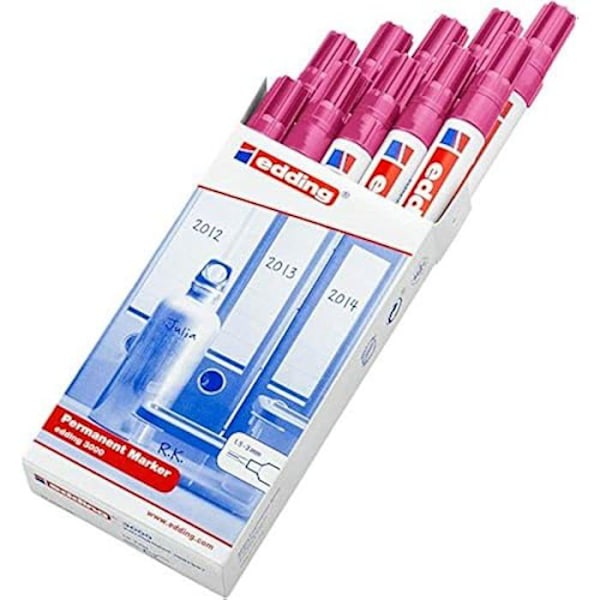 Pysyvä tussi - EDDING - 3000 - Pinkki - 10 kynää - Pyöreä kärki 1,5-3 mm -11: 10 pennor - Rosa