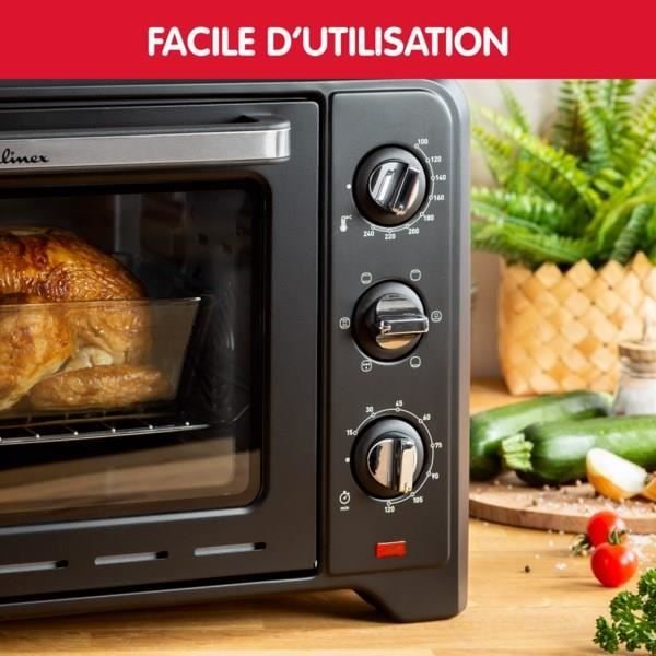 MOULINEX Optimo Elektrisk ovn, Placerbar, 33L, varmluft, 6 funktioner, Termostat 240 °C, Timer OX464810 Svart