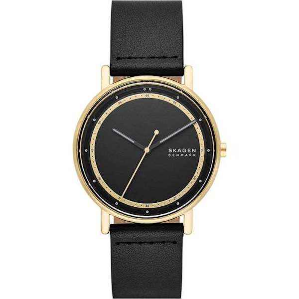 Montre Skagen - Mænd - SKW6897 - Sort Læder - 40mm - 7mm - Guld - Sort Svart
