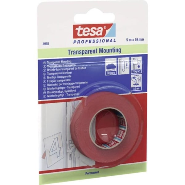 TESA transparent monteringstejp - tesafix® 4965 - 5m x 19mm - akrylat