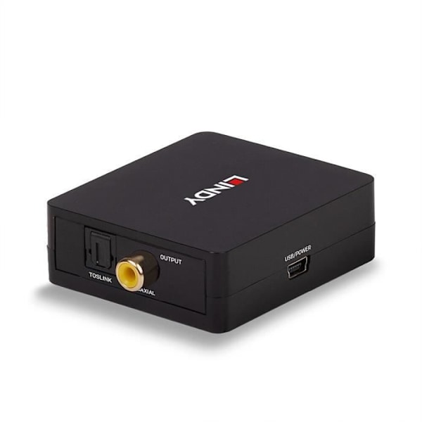 Äänimuunnin - LINDY - 2 kanavaa digitaalinen SPDIF - Toslink - 192kHz - Musta