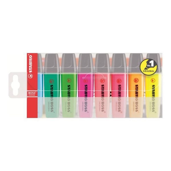 Stabilo BOSS ORIGINAL Highlighter blandade färger vattenbaserat bläck 2-5 mm förpackning om 8