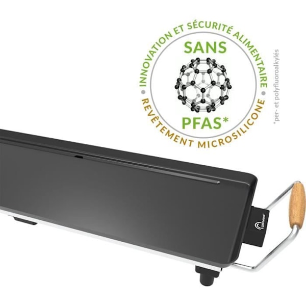 Plancha elektrisk LITTLE BALANCE - Trä 70 - Tillagningsyta 70x23cm - Non-stick beläggning utan PFAS - 1800W Svart