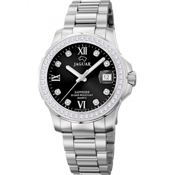Kvindeur - Jaguar - J892-4 - Rustfrit stål - Safirglas - Vandtæthed 20 ATM Silver, Svart