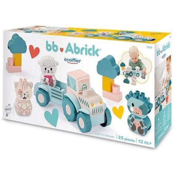 Traktor - Ecoiffier - Min första traktor - 25 delar - Pastellfärg - För baby 12 månader Pastell