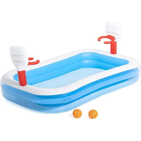 Svømmepool - BESTWAY - 254 x 168 x 102 cm - Basketballbane - 2 oppblåsbare rør - Udendørs