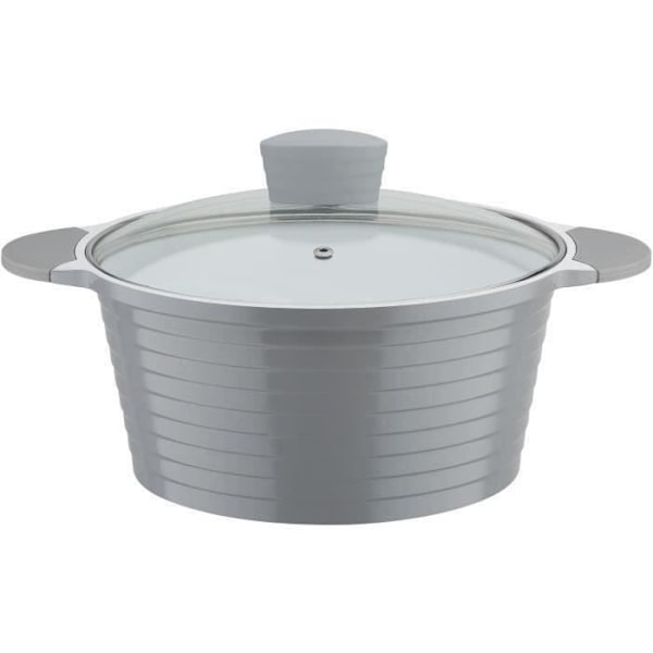 Faitout af aluminium - GSW - BOLERO - 28 cm - Induktion - Grå / Hvid Grå Inuti Vit
