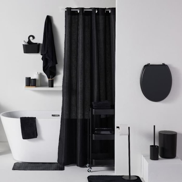 Furé bruseforhæng - Sort - Polyester - 180 x 200 cm - 12 kroge - UTILITY - TODAY Svart