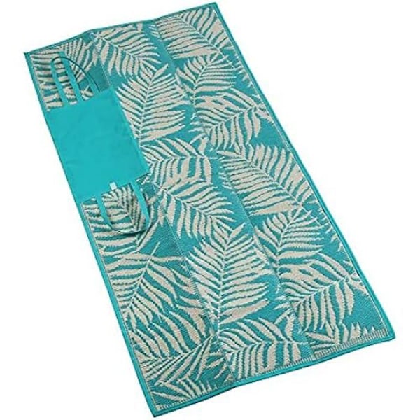 Matta - VERSA - ALFOMBRA PICNIC TURQUESA HOJAS - Flerfärgad - Rektangulär - Modern Flerfärgad