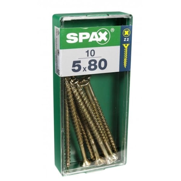 Vis - SPAX - Fased hoved - Diam. 5 mm - Længde 80 mm - Pakke med 10