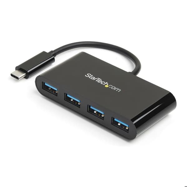 USB-C Hub - STARTECH.COM - 4 Porttia - Bussivirralla - USB 3.0 - Musta