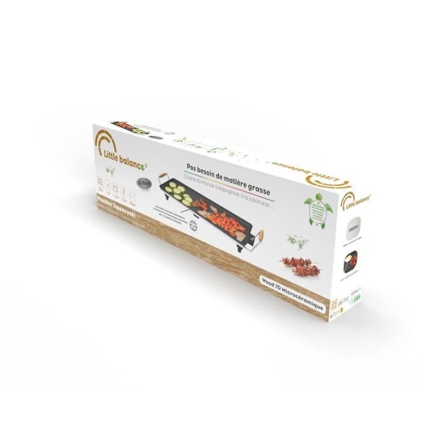 Sähköliesi LITTLE BALANCE - Puu 70 - Kypsennys pinta 70x23cm - PFAS-vapaa liukumaton pinnoite - 1800W Svart