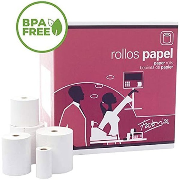 Termopappersrulle - FABRISA - 18127 - 80 x 65 mm - BPA-fri - Paket med 8 enheter Bianca