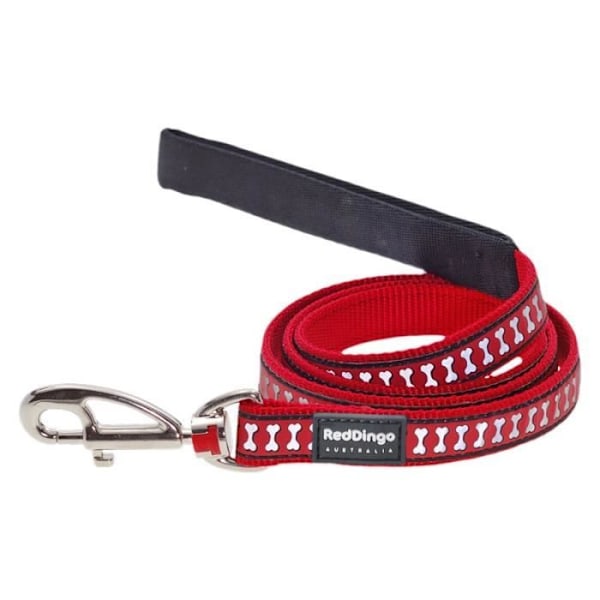 Reflekterende snor - Red Dingo - Rød - Polstret håndtag - Justerbar længde 1,1-1,8m - Nylon