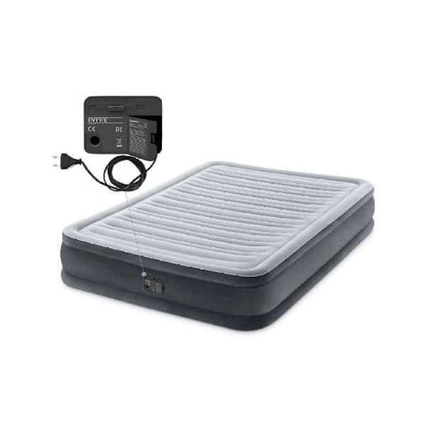 INTEX 1 og en halv Comfort-Plush Mid-Rise madras - Oppustelig seng - Integreret elektrisk pumpe - til indendørs brug - 137x191x33 cm grå
