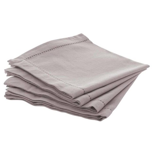 Servetter - ATMOSPHERA - Set om 4 - Bomull - 40x40 cm - Ljusgrå ljusgrå, mörkgrå, ockra, röd, vit