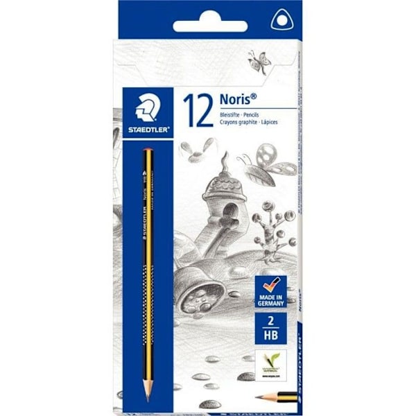 Pencilcase - STAEDTLER - Noris eco 183 - Triangulär - HB-mina - 12 stycken Svart