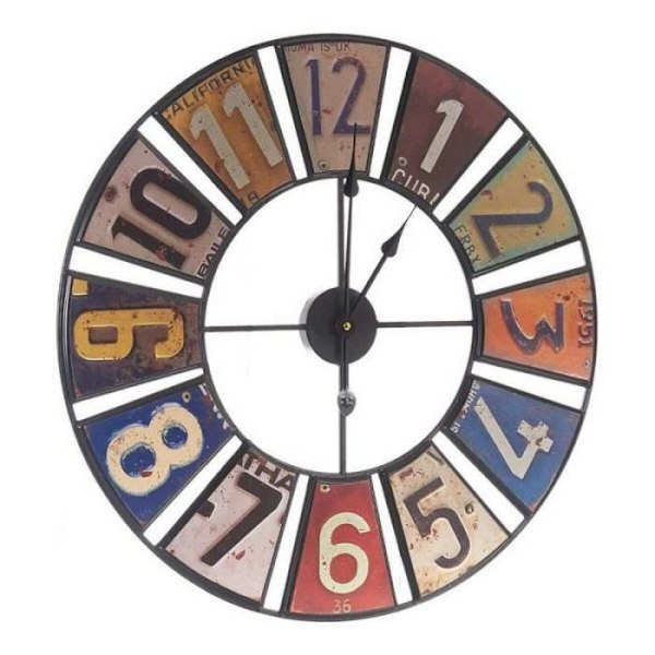 Väggklocka - LANA DECO - Retro Flerfärgad - Metall - 60 cm - Inomhus Flerfärgad