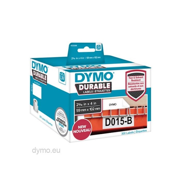 Tarrarulla - DYMO - 102 x 59 mm - Valkoinen - 300 tarraa - Yleiset pysyvät