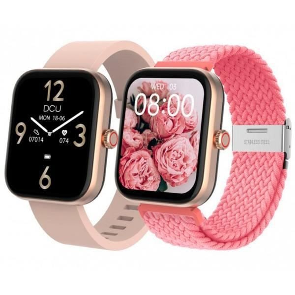 1,8" Round Dial Smart Watch DCU Smartwatch Los Angeles med 1,8" berøringsskærm, Bluetooth 5.3-forbindelse, 22 tilstande
