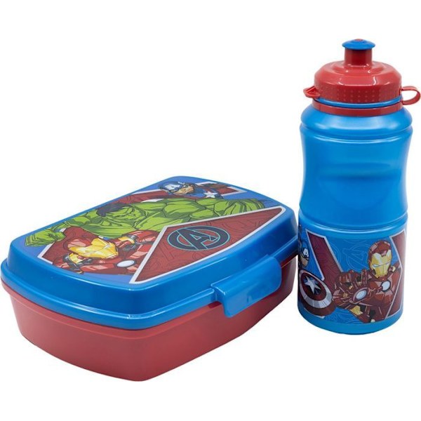 Pullo ja voileipälaatikko - Marvel - Avengers - 380 ml - Kierrätettävää muovia - Liukumaton Blå