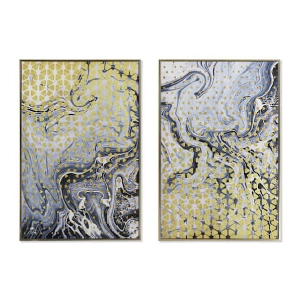 Ramme DKD Home Decor Lakeret polystyren Canvas Abstract (2 stk) (60 x 3 x 90 cm)