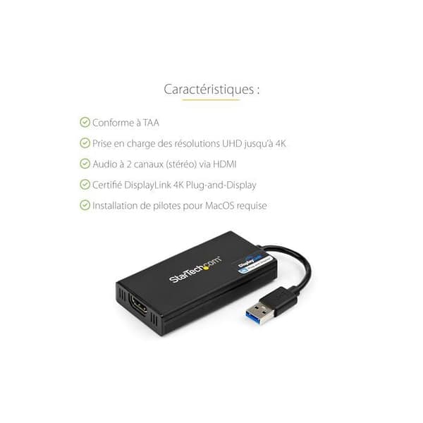 Multiskærmsvideoadapter - STARTECH - DL-5500 - USB 3.0 til HDMI - 4K - Sort