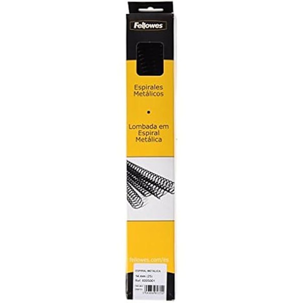 Indbinding - FELLOWES - 25 metalspiraler pitch 5:1 - 59 huller - sort Svart
