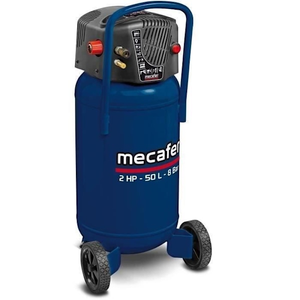 Vertikal kompressor - MECAFER - 425790 - 50 L - Blå koaxial - Utan olja Blå