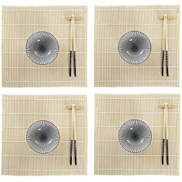 Sushisæt - DKD Home Decor - Sort - Bambus og stentøj - 14,5 x 14,5 x 31 cm Svart