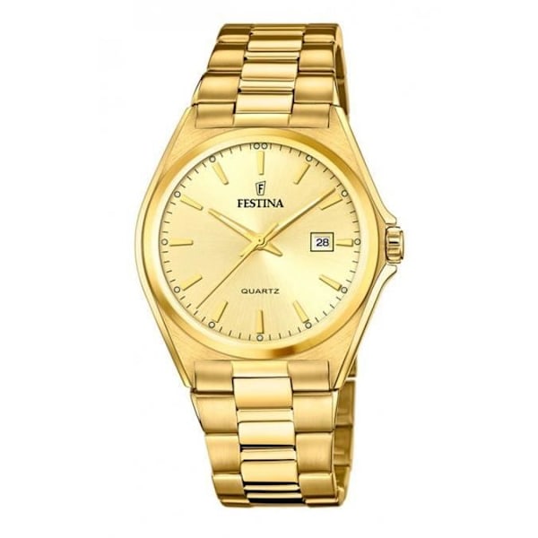 Ur - Festina - F20555-3 - Gul - Stål - Vandtæthed 5 ATM Gul, Champagne