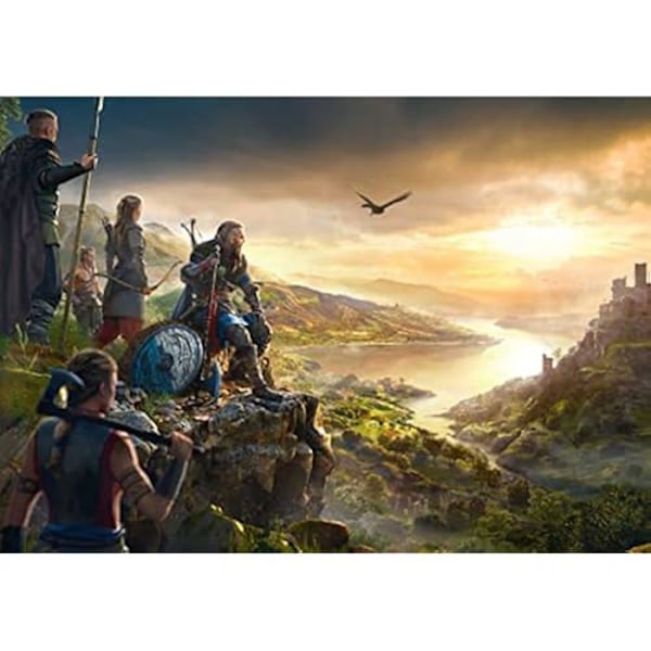 Puzzle - GODT UDSTYR - Assassin's Creed Valhalla - 1000 dele - Plakat inkluderet - Bomulds trækasse