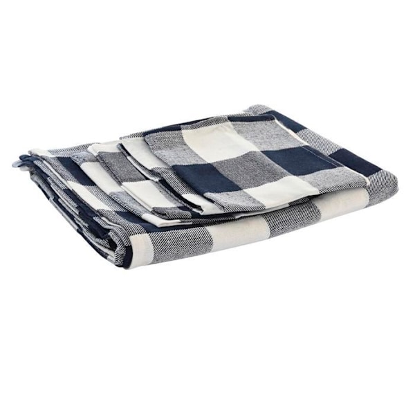 Puuvillainen pöytäliina ja lautasliinat DKD Home Decor blå vit