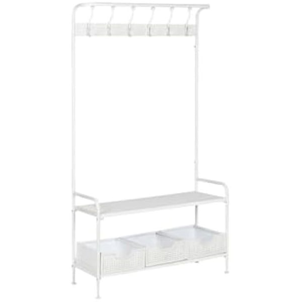Eteinen - KOTI ESPRIT - Valkoinen - 110 x 36 x 186 cm - Laatikot - Metallia Flerfärgad