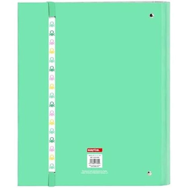 Kansio - SAFTA - Benetton Mint - 4 rengasta 35 cm - 100 A4-arkkia - Kovakantinen kansio Pastel Mynte Grøn