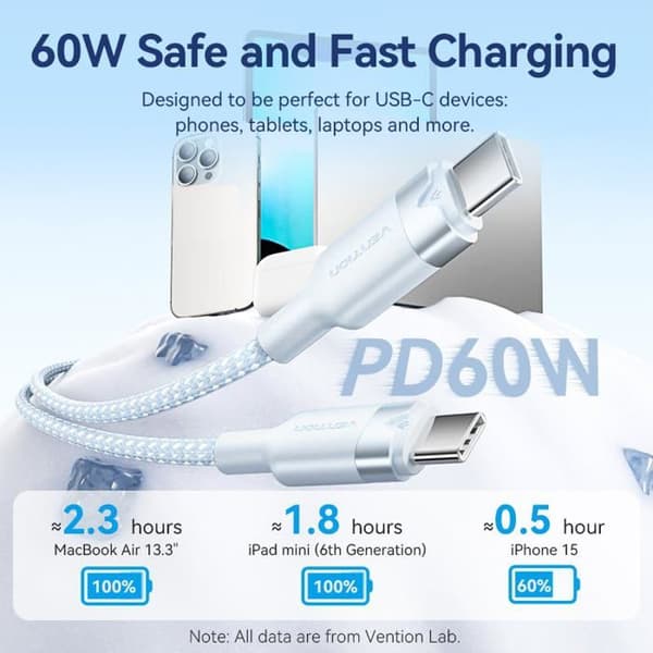 USB-C-kabel - Vention - 2 m - Multifarvet - TRDWH - Let - Kompakt