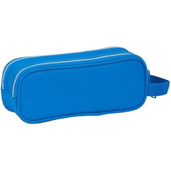 Dubbelt pennfodral - SAFTA - Real Deportivo DE LA CORUÑA - Bekvämt - Mångsidigt - 21x6x8 cm Blå